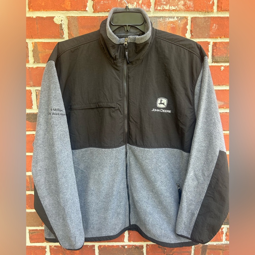 Weatherproof John Deere XL Heather Gray/Black Full Zip Performance Jacket E2